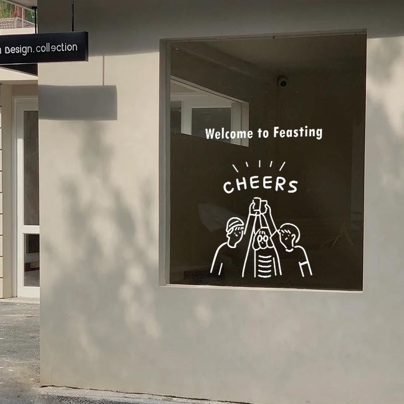 สติกเกอร์ติดประตูกระจกสติกเกอร์ติดผนังตกแต่งร้านค้าตกแต่งเหมาะสําหรับร้านอาหารบาร์