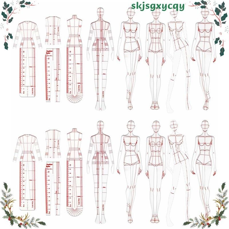 แฟชั่นภาพประกอบไม้บรรทัด Sketching Templates ไม้บรรทัดเย็บผ้า Humanoid รูปแบบการออกแบบเสื้อผ้าวัด skjsgxycqy.th