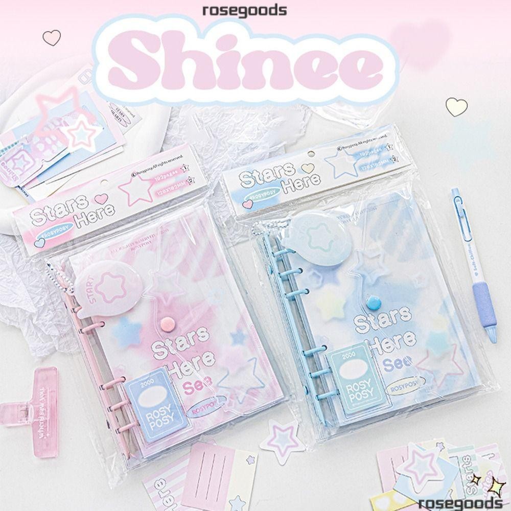 สมุดโน๊ต ROSE, สมุดไดอารี่ใบไม้หลวม 6 แหวน, แฟชั่น PVC Star Cover Notepad โรงเรียนอุปกรณ์สํานักงาน
