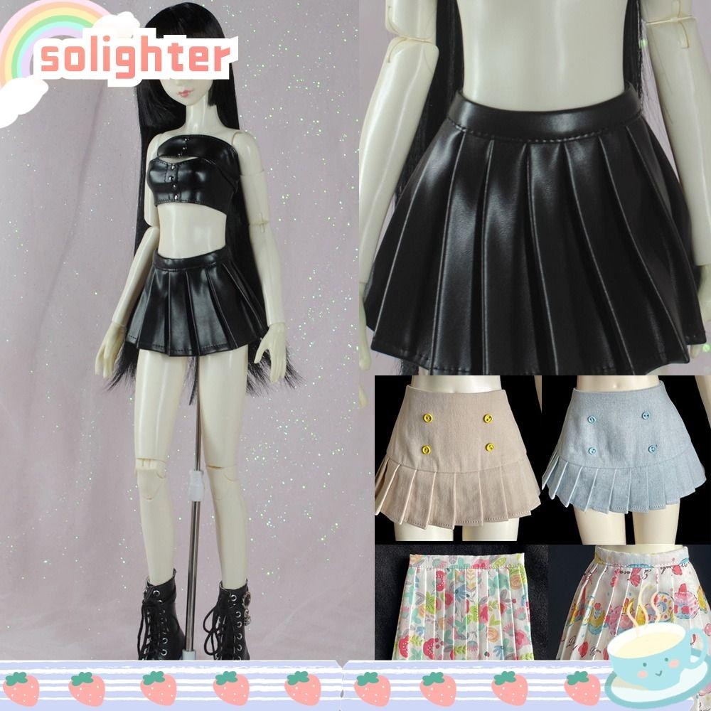 Solighter ตุ๊กตา Elegant กระโปรง, ชุดลําลอง DIY อุปกรณ์เสริมตุ๊กตาเสื้อผ้าทํามือ, 1/3 BJD หนังสีดําตุ๊กตาทนทานเสื้อผ้าเจ้าหญิง