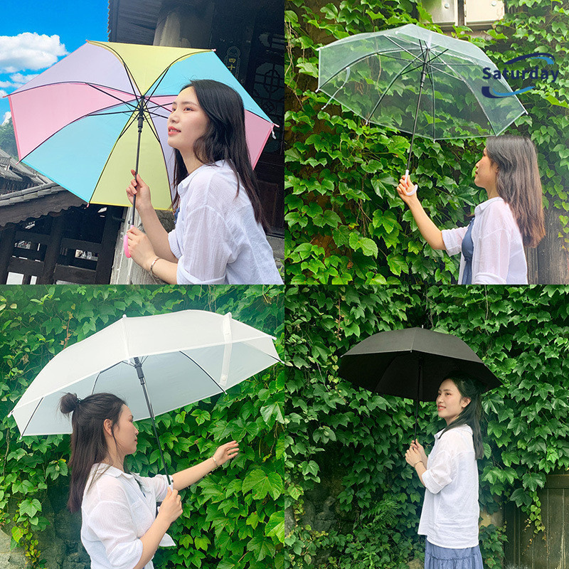 ร่มใส ร่มสีใส ร่มสายมินิมอล ร่มยาว  สีสันสดใส ผลิตจากวัสดุคุณภาพด คุณภาพดีราคาถูกมีหลายสีให้เลือก  ด้ามยาวร่มคุณภาพดี