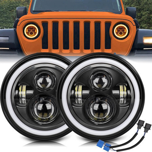 Cool 7 ''H4 LED Angel Eye Light สำหรับ Wrangler JEEP vocho 50W DRL Halo Angel Eyes LED ไฟสูงไฟเลี้ยวสำหรับ12V 24V รถ