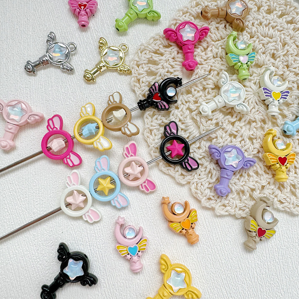 5 ชิ้น/เซ็ต Moon Star Magic Wand โลหะผสมทําด้วยมือ DIY หลวมลูกปัดสร้อยข้อมือสร้อยคอทําอุปกรณ์เสริม