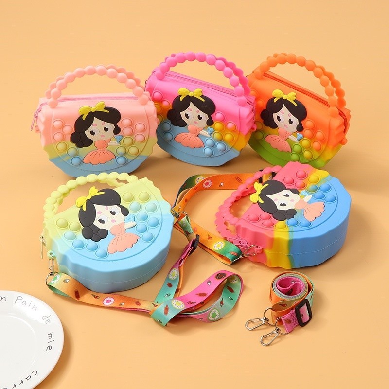 ส่งไวจากกรุงเทพ กระเป๋า pop it สะพายข้าง สำหรับเด็ก ไว้ใส่เหรียญ popit rainbow unicorn พร้อมส่งจากไทย