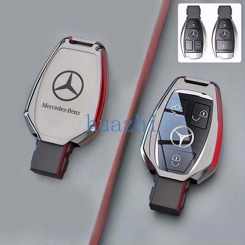 Hz Nappa Cowhide ของแท้หนังโลหะผสมสังกะสี Shell รถ Remote Key กรณี Fob สําหรับ Mercedes Bnez CLA GLC GLA GLK W203 W210 W211 W204 W176 ABCR Class AMG อุปกรณ์เสริม