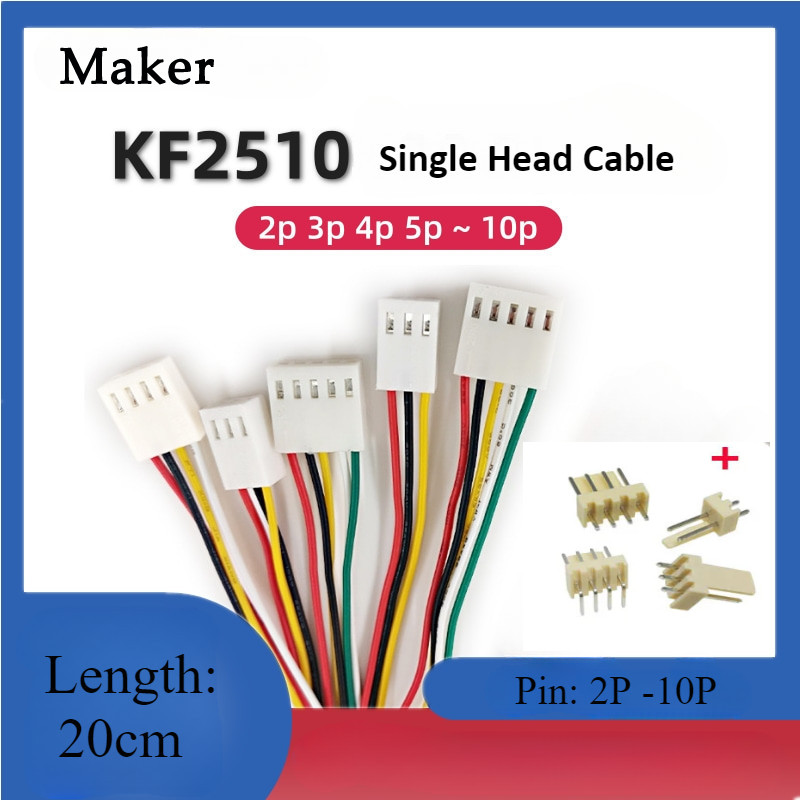 5 คู่ KF2510 2/3/4/5/6/7/8/10/12pin ปลั๊กสาย 2.54 มม.พร้อม Pin Header ซ็อกเก็ต 20 ซม.Pitch หัวเดียว 