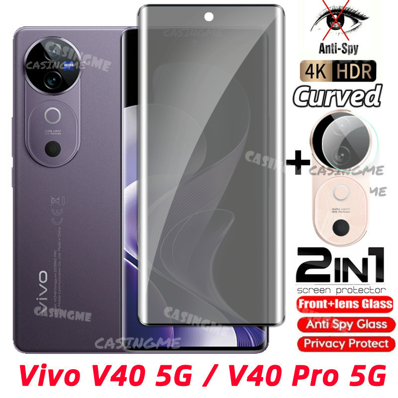 Vivo V40 5G V40Pro 2024 กระจกนิรภัยส่วนตัว Anti-Spy คลุมทั้งหมดปกป้องหน้าจอ Anti Peek ฟิล์มความเป็นส่วนตัวสําหรับ Vivo V40 5G VivoV40 V 40 Pro V40Pro V40E 5G Anti Peek ฟิล์มความเป็นส่วนตัว