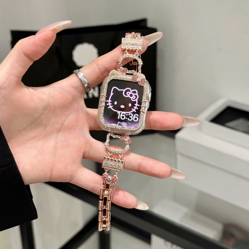 Kawaii Strap + สําหรับ Apple Watch 9 8 7 6 SE 5 การ์ตูนสร้อยข้อมือสาวของขวัญสําหรับ iwatch 41/40 มม.44 มม.45 มม.