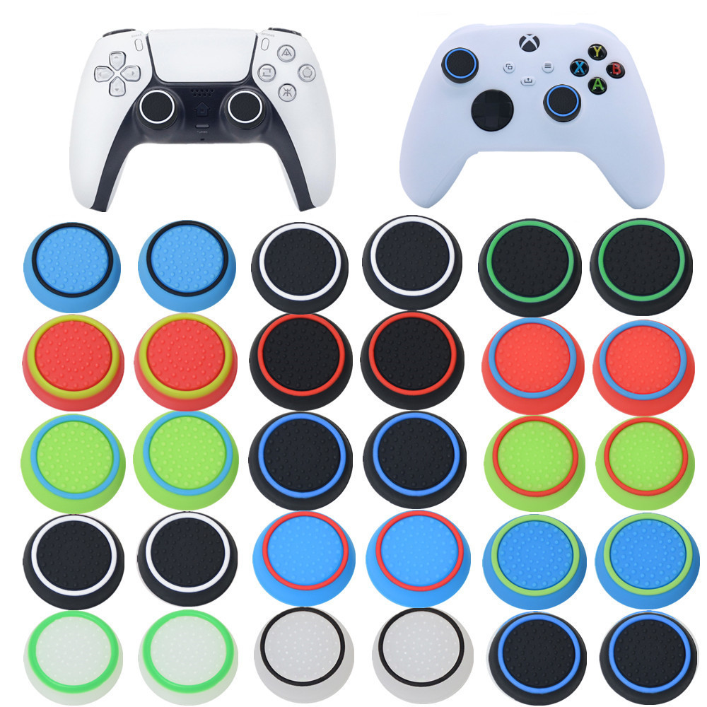 สีคู่ Thumb Stick Grip Cap สําหรับ Sony PS5 PS4 Xbox Series X/S Xbox 360 One Controller เกมอุปกรณ์เสริมซิลิโคนหมวก