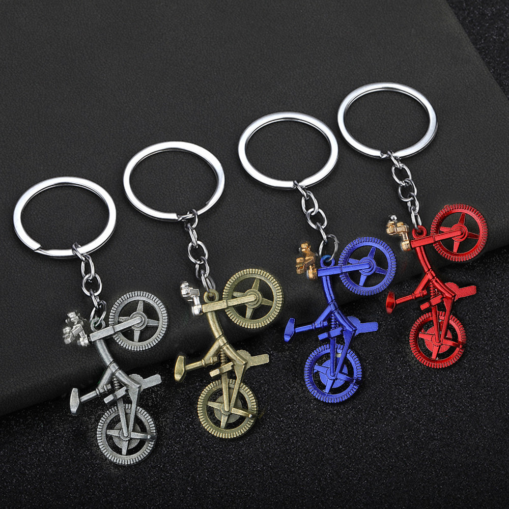 ตลกจําลองจักรยานพวงกุญแจโลหะ Vintage Bike Shape Keyrings กระเป๋าถือเครื่องประดับกุญแจรถอุปกรณ์เสริมของขวัญเครื่องประดับ