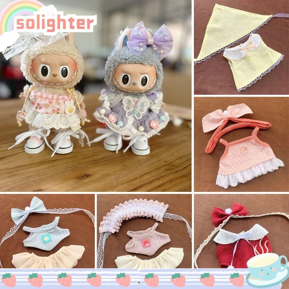 เสื้อผ้าตุ๊กตา SOLIGHTER Labubu, Labu Time To Chill Filled Bow Sequined Gauze Skirt Doll Accessories, Handmade|Cos Gift เสื้อผ้าตุ๊กตาทํามือ