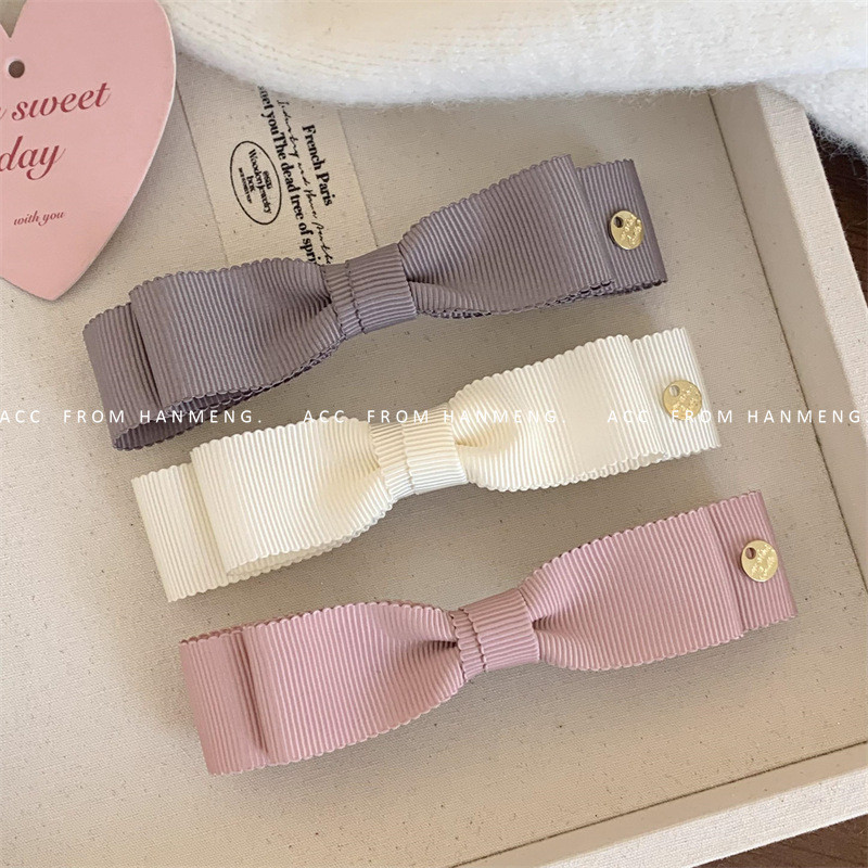 กิ๊บติดผมโบว์เรียบง่ายฝรั่งเศสคลิปฤดูใบไม้ผลิหญิง