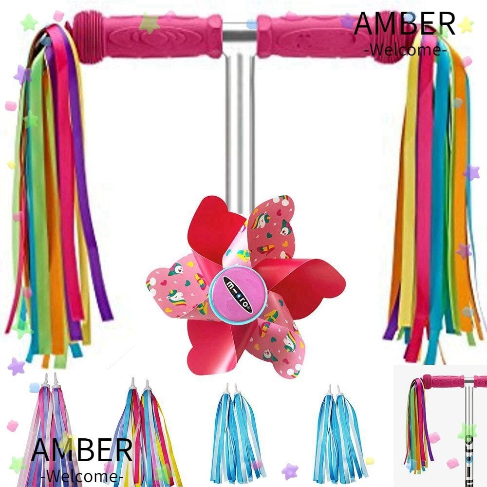 Amber พู่ติดแฮนด์บาร์รถจักรยาน สามล้อ 2 ชิ้น สําหรับเด็ก