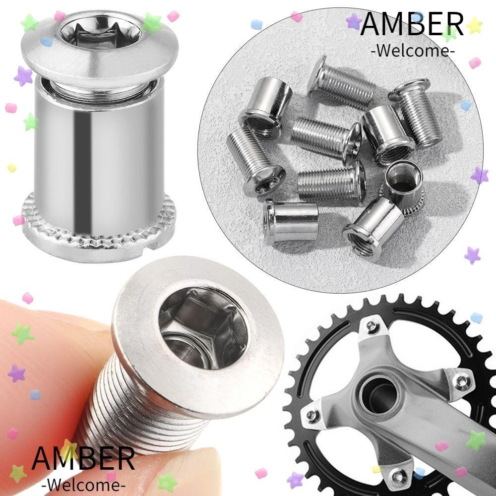 Amber สลักเกลียวใบจานหน้าจักรยาน DIY สําหรับโซ่จักรยาน 5 คู่