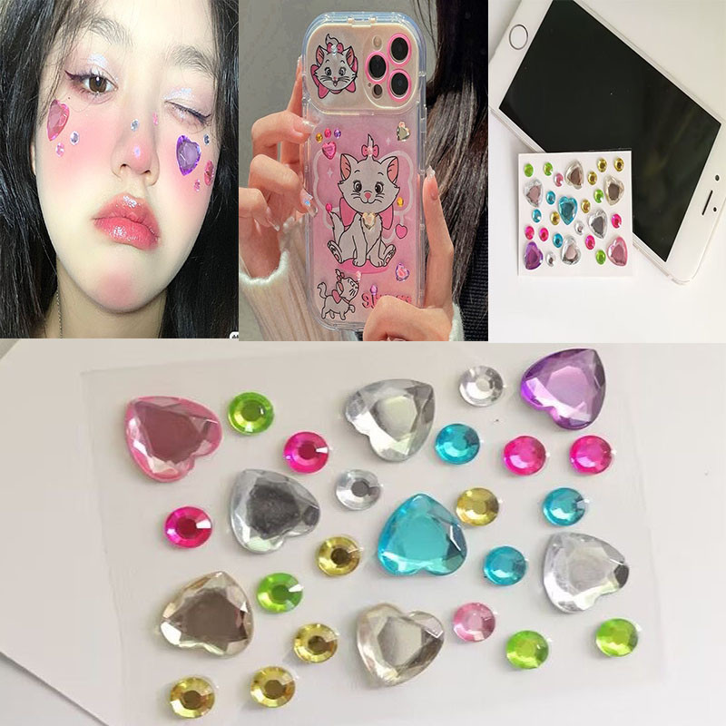 🔥COD🔥สติ้กเกอร์แต่งโทรศัพท์ ติดเคสโทรศัพท์ Rhinestone สติ๊กเกอร์โทรศัพท์มือถือที่มีสติ๊กเกอร์เพชรคริสตัลเหนียว Stickers