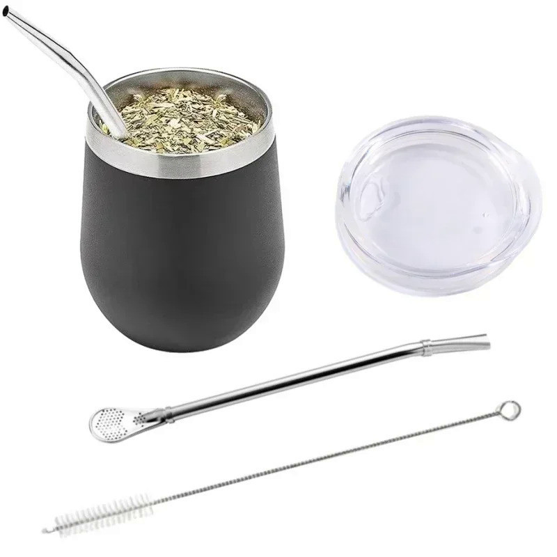 Bombilla Set Includes Yerba Mate Gourd (Cup) With One Bombilla Yerba Mate Gourd Set Double-Wall Stai