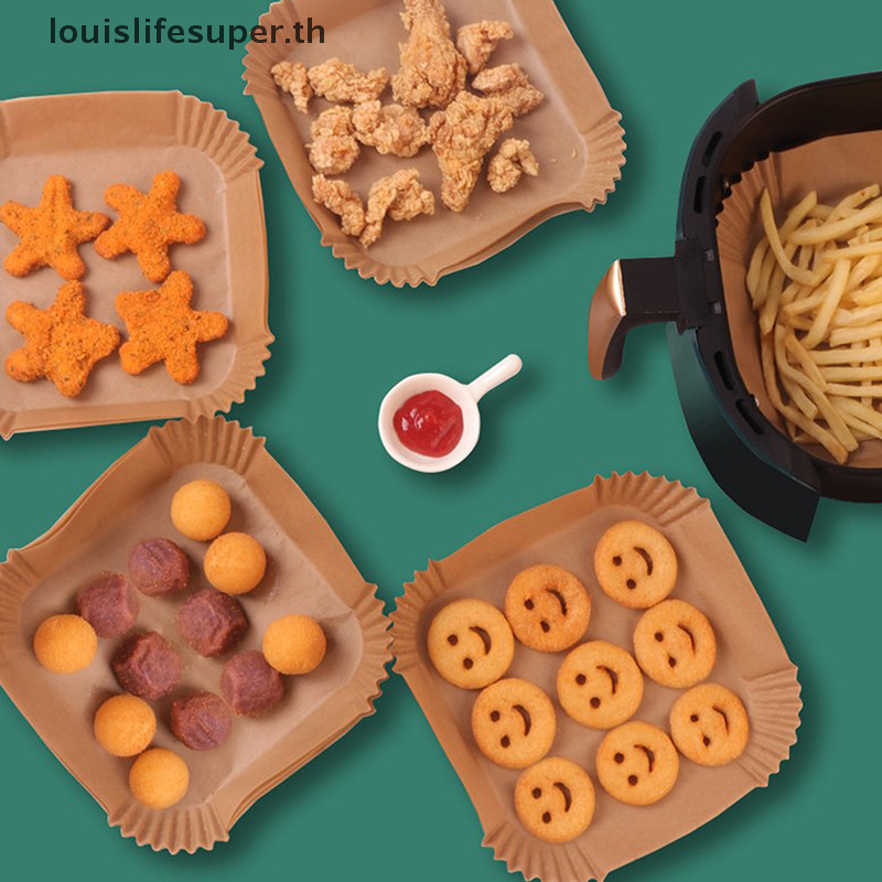 Lls Air Fryer กระดาษอบแบบใช้แล้วทิ้ง Liner รูปแบบถาดห้องครัวย่าง Parchment กระดาษร้อน