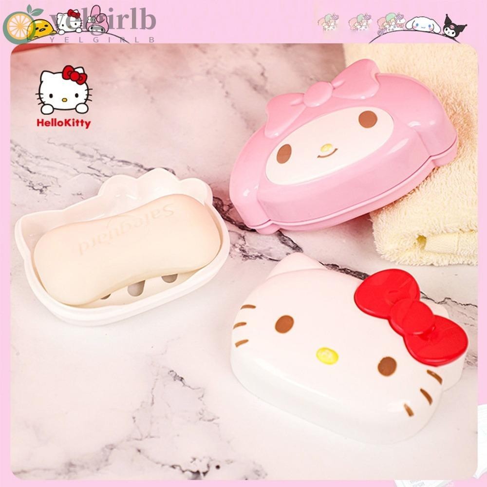 SANRIO เยลเกิร์ลบ กล่องสบู่ซานริโอ้ชั้นเก็บของที่วางสบู่ที่ถอดออกได้จานสบู่พลาสติกคุณภาพสูงน่ารักชั้นเก็บสบู่ห้องน้ํา