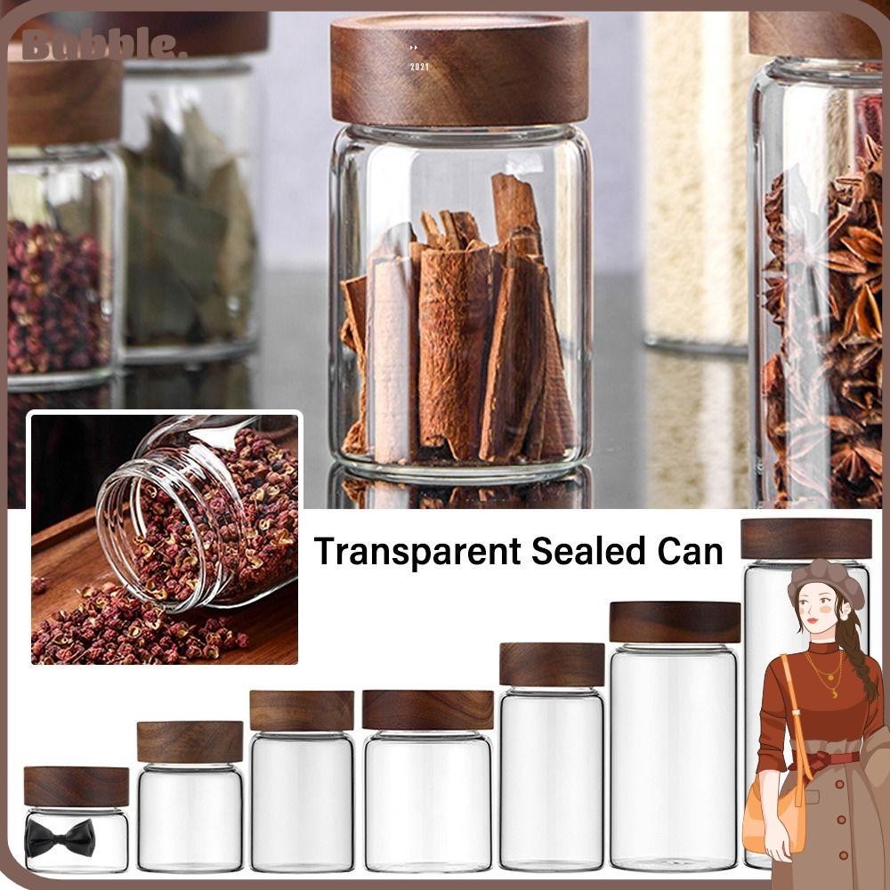 Bubble กระป๋องปิดผนึก แก้วถังเก็บ Borosilicate สูงพร้อมฝาปิด ขวดแยกไม้ Acacia