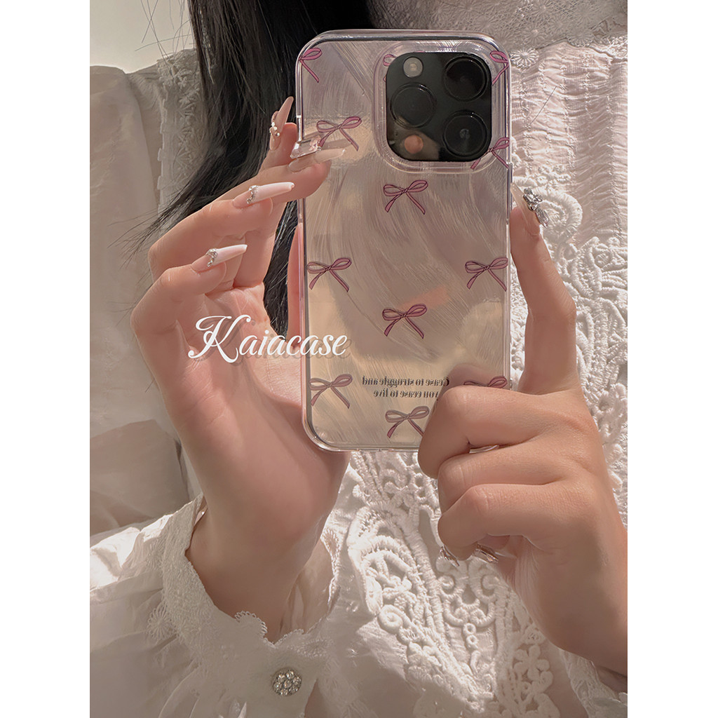 Ins พรีเมี่ยมสีชมพูโบว์เส้นด้ายขนนกนุ่ม Anti-Fall เคสโทรศัพท์สําหรับ iPhone 16 Promax 15 Promax 12 13 Mini 14plus 11 Pro Max X XS XR XS Max 7 8 plus Se2020 6G 6Plus