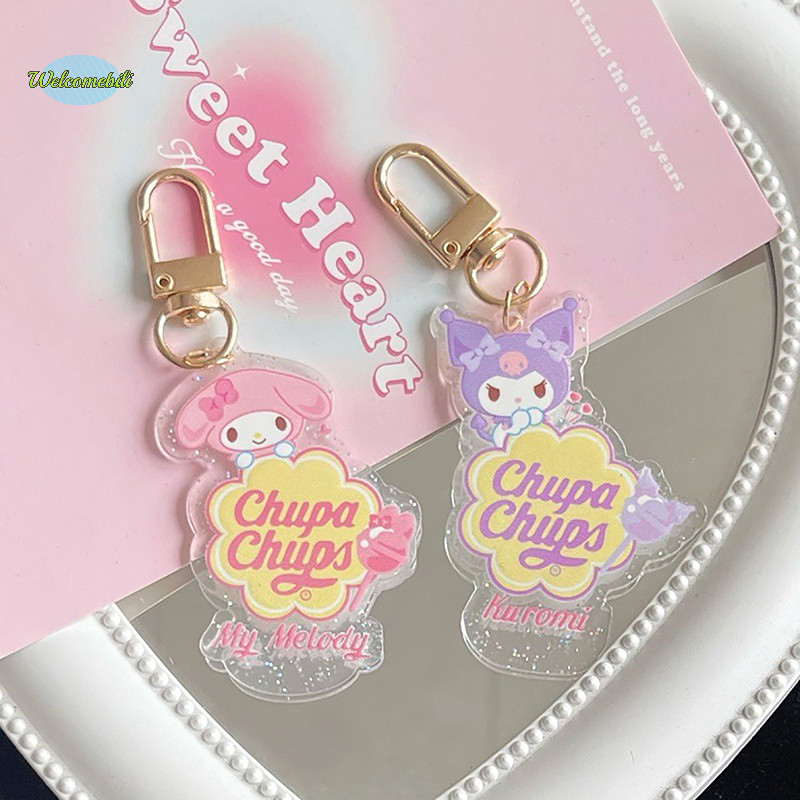 [ยินดีต้อนรับ] อะนิเมะ Kuromi พวงกุญแจ Sanrio พวงกุญแจการ์ตูน My Melody Kawaii Cinnamoroll กระเป๋านักเรียนตุ๊กตาจี้ตกแต่งสําหรับสาวของขวัญใหม่
