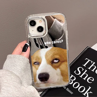 เคสโทรศัพท์มือถือแบบกระจกFor IPhone 11 13 Pro Max 17 14 Case ไอโฟน15 16 12เคสไอโฟนลายสุนัข/แมวกรณีโทรศัพท์มือถือชุบกระจก