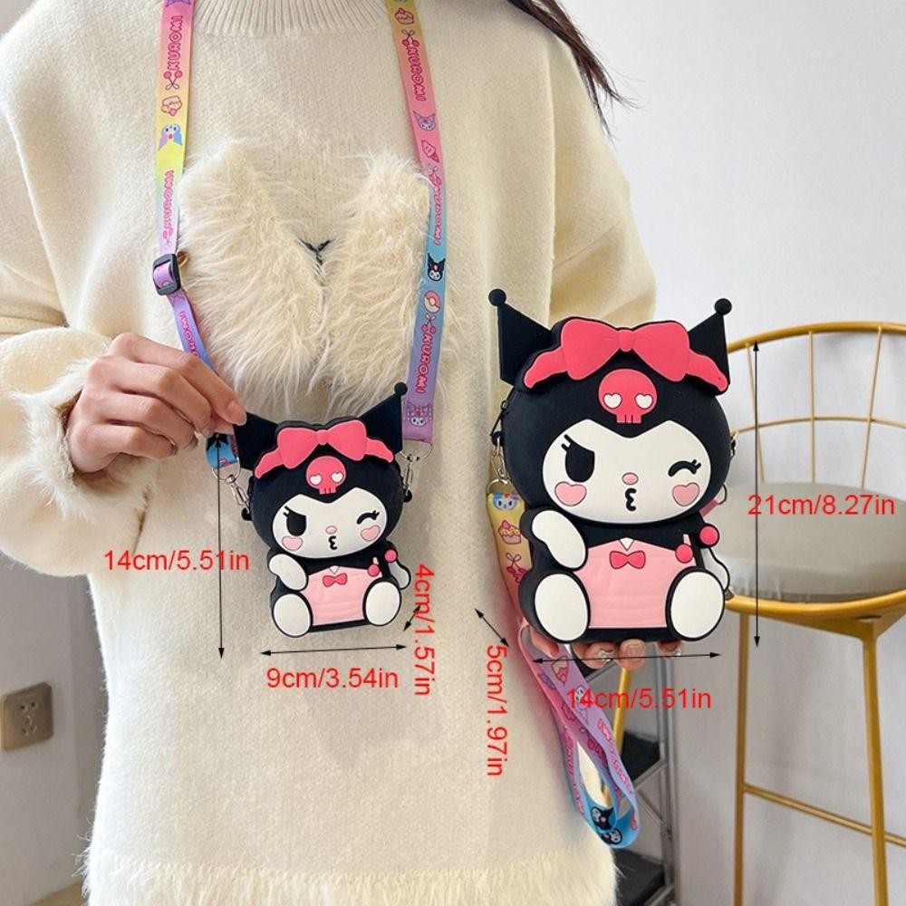 Flashsky Kuromi Silicon Bag,มัลติฟังก์ชั่นY2Kการ์ตูนกระเป๋าใส่เหรียญ,น่ารักซิปกระเป๋าสตางค์ผู้ถือบัตรKuromi Crossbody Bagสุภาพสตรี