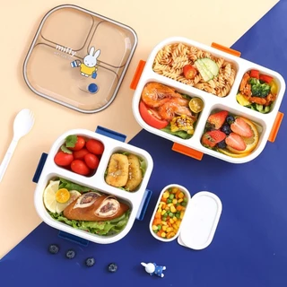 MLADEN กล่องข้าว 3/4 ช่อง Miffy กล่องอาหารกลางวันน่ารัก สามารถอุ่นด้วยไมโครเวฟ ฟรีกล่องจุ่ม + ช้อน