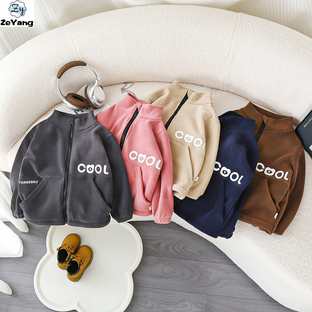 [ZY] 90-160 ขนาดพร้อมสต็อกเด็กเสื้อแจ็คเก็ตหนาออสเตรียขนแกะ Stand-Up Collar Top ฤดูใบไม้ร่วงฤดูหนาวเด็กขนแกะสองด้านความร้อนเสื้อผ้า All-Match Top แฟชั่น