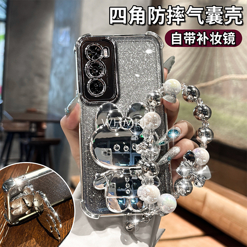 ปลอกหรูหรา OPPO Reno 12 Pro Reno 12 OPPO Reno 11 Pro OPPO Reno 11F Reno 12F 5G เคสโทรศัพท์ Anti fall และกันกระแทกกระจกเครื่องสําอางหมุนผู้ถือ Lanyard ฝาหลัง