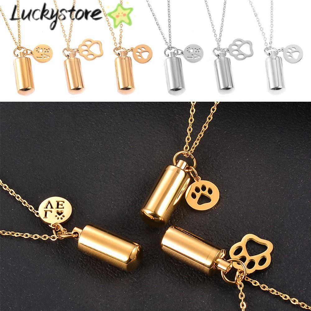 Lucky สร้อยคอสเตนเลส จี้รูปขวดน้ําหอม แคปซูล สีเงิน สีทอง เครื่องประดับแฟชั่น