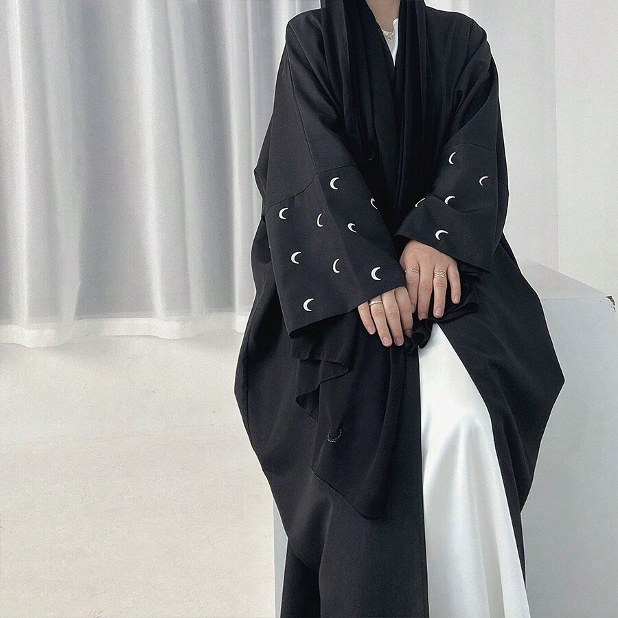 1 PC Elegant Humble Moon เย็บปักถักร้อยเสื้อสเวตเตอร์ถัก Abaya ผ้าคลุมไหล่ Cape เหมาะสําหรับและเทศกาล