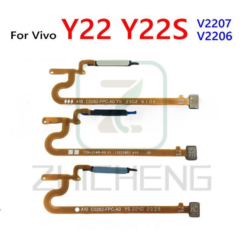 ปุ่มเปิดปิดสําหรับ Vivo Y22 Y22S Home ปุ่มเซ็นเซอร์ลายนิ้วมือ Flex
