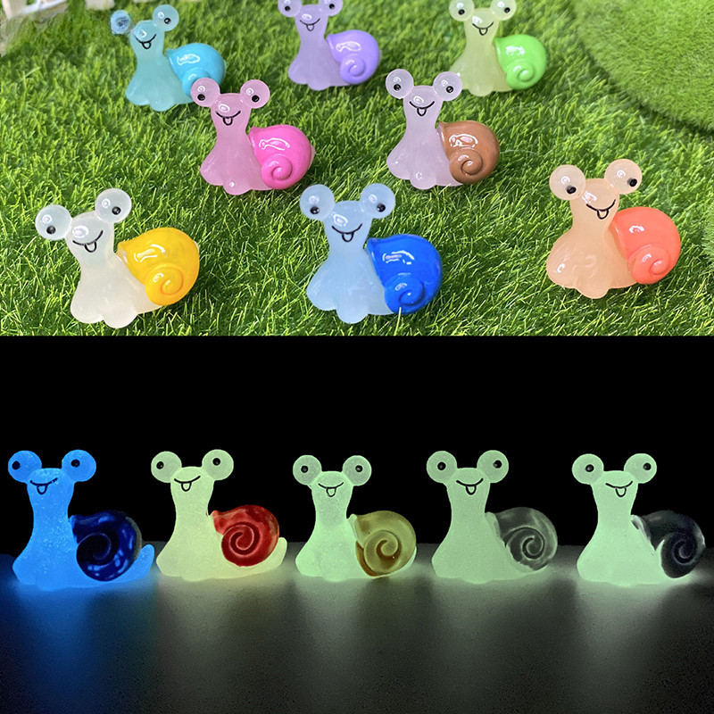 Noctilucentt Mini Snail Mini Landscape Decorative Snail Fairy Puppet อุปกรณ์ตกแต่งสวน