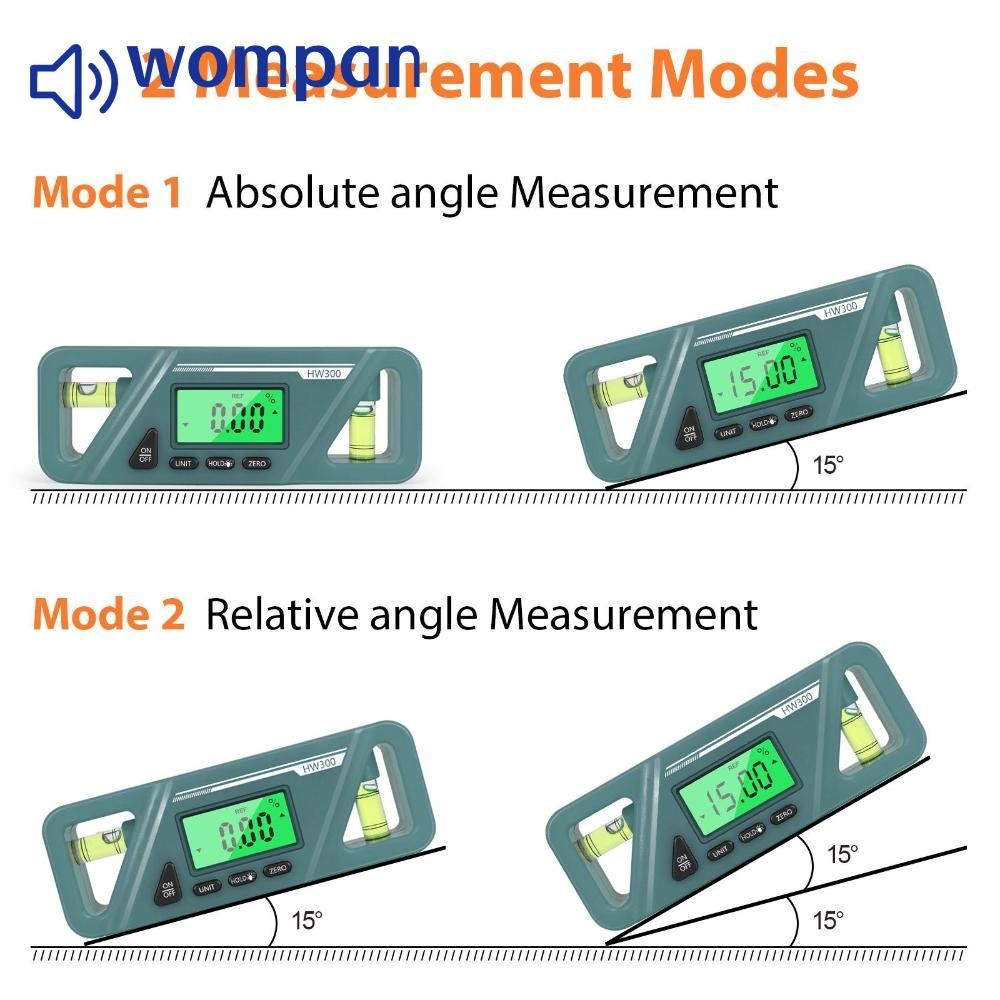 Wompan เกจวัดมุมระดับดิจิตอล Universal 360° วัดเครื่องวัดมุมเอียงอิเล็กทรอนิกส์