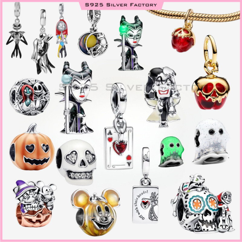 ใหม่ Disney Villains Maleficent ,Queen of Hearts Double,Villains Cruella De Vil,Villains Evil Queen Apple Dangle Charm ลูกปัดเงินแท้ 925 100% เหมาะสําหรับผู้หญิง มีความเปรียบเทียบ