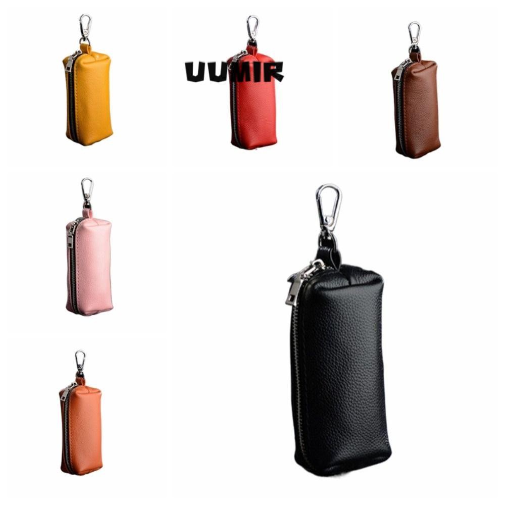 UUMIR กระเป๋ากุญแจ, พวงกุญแจขนาดเล็กสีทึบ, ที่ใส่บัตรขนาดเล็กมัลติฟังก์ชั่นหนังแท้
