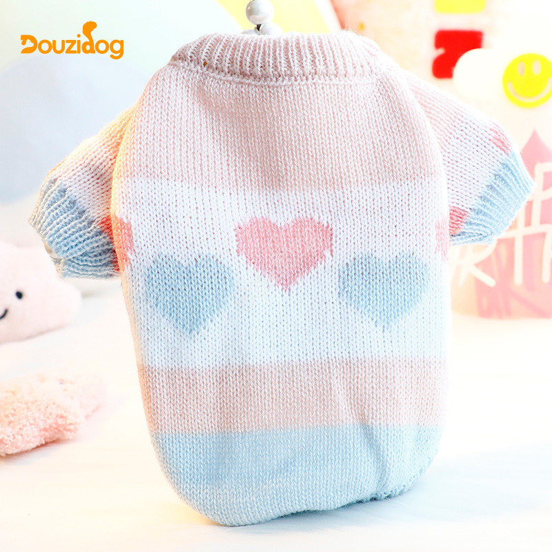 สุนัขขนาดเล็กเท็ดดี้สัตว์เลี้ยงสุนัขฤดูใบไม้ผลิฤดูใบไม้ร่วงสไตล์ใหม่ที่เรียบง่ายรอบคอเสื้อผ้าแมวหวานน่ารักเจ้าหญิงถักเสื้อกันหนาว