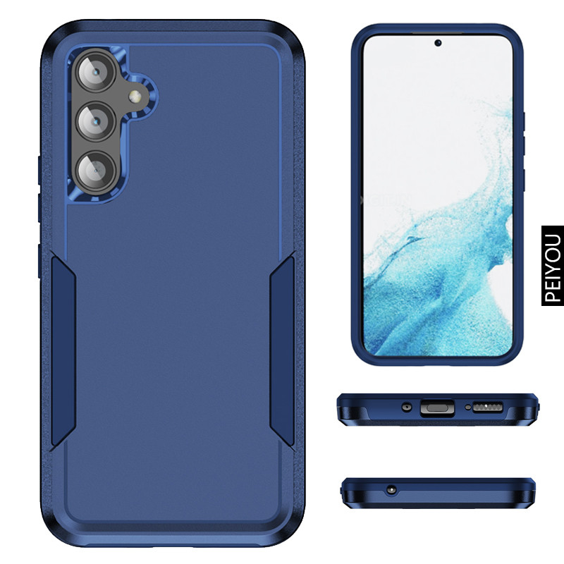 2in1 Anti fall วัด Hard เคสโทรศัพท์สําหรับ Samsung Galaxy S10 Plus S20FE S21FE S21 S20 Plus S24FE A35 A55 ความเรียบง่ายขอบนุ่มปกหลัง