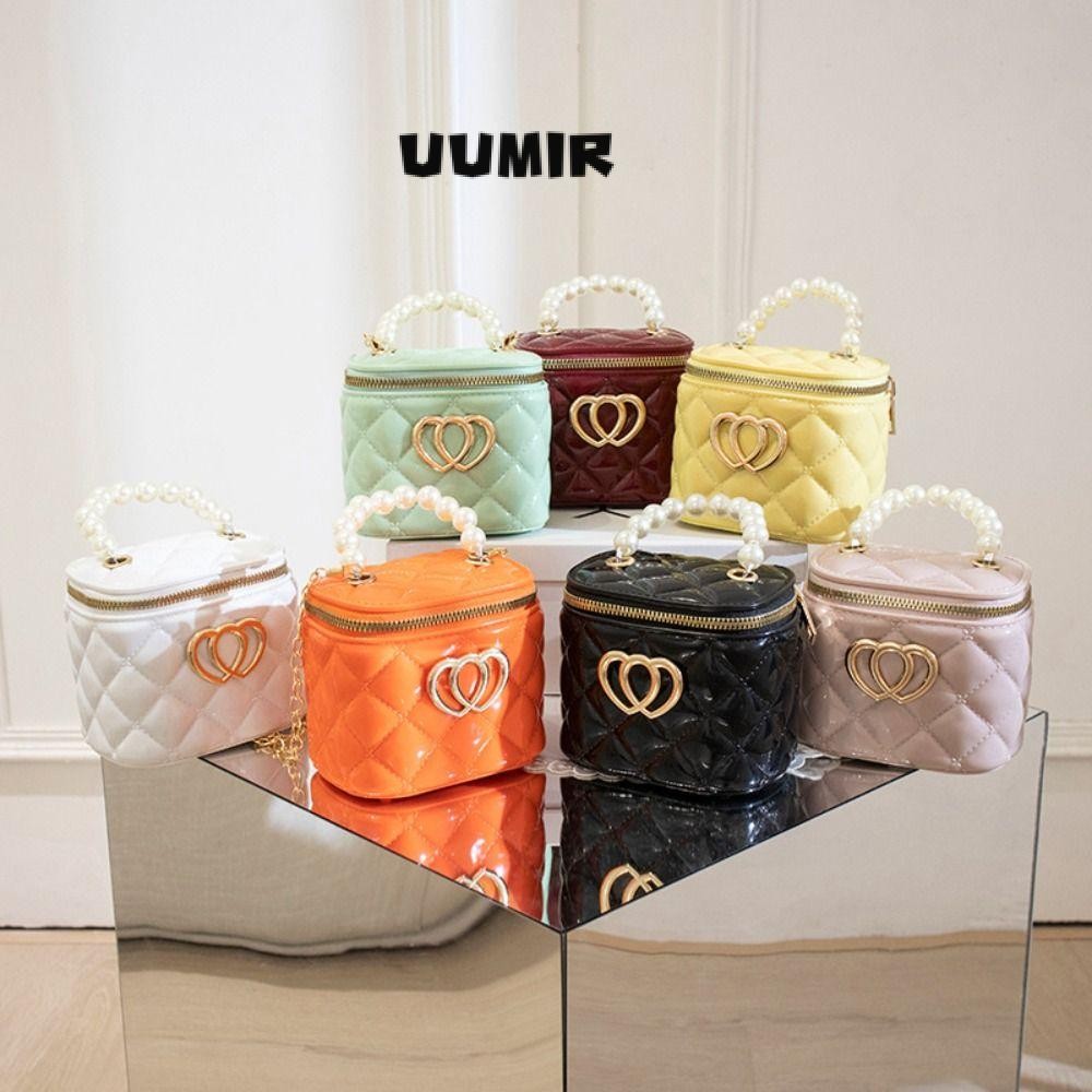 UUMIR กระเป๋าสะพาย Messenger, กระเป๋าสะพายเลเซอร์มุก, แฟชั่น Simple Candy Color PVC Jelly Small Tote Bag Women