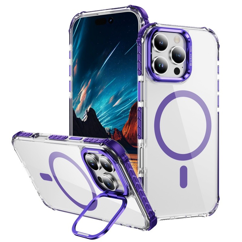 หรูหราแม่เหล็กโลหะเลนส์ยึดอะคริลิ transparentphone กรณีสำหรับ iPhone 16 15 14 13 12 PROMAX พลัส11ไร้สายชาร์จเชลล์กันกระแทกฮาร์ดปกหลัง