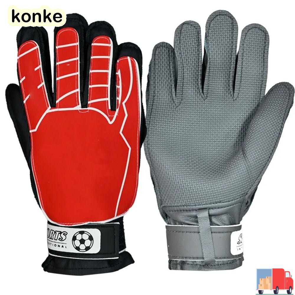 ถุงมือผู้รักษาประตู KONKE ถุงมือผู้รักษาประตูฟุตบอล PU กันลื่น, นิ้วมืออาชีพบันทึกยามเด็กเด็กข้นถุงมือลาเท็กซ์