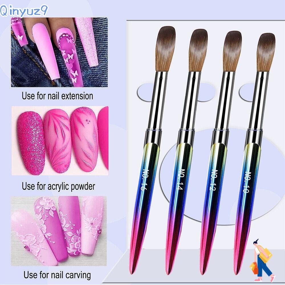 Qinyuz9 4 ชิ้น/เซ็ตแปรงแป้ง,ล้างได้อย่างง่ายดาย DIY Nail Art ชุดแปรง,อะคริลิคแบบพกพา Kolinsky Sable Brushe
