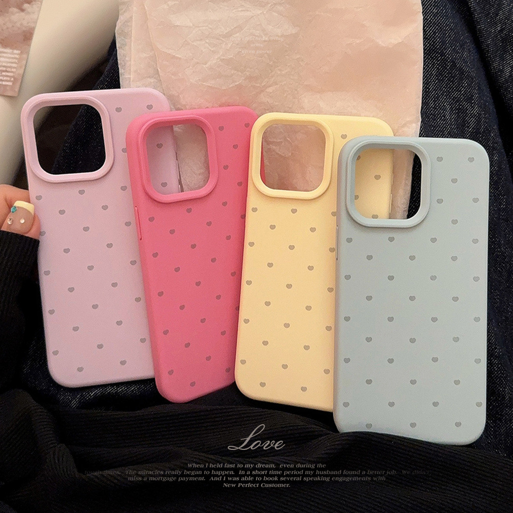 รูใหญ่สีทึบเต็มหน้าจอความรักขนาดเล็กเคสโทรศัพท์ป้องกันการตกtpuสําหรับapple iphone12 13 14 15 16pro max plus