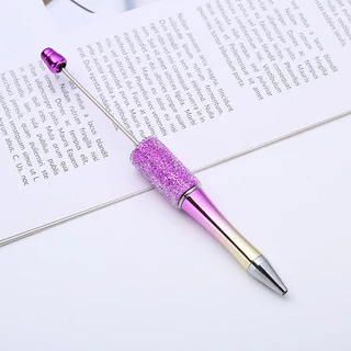 ปากกาน้ําตาล creative diy ปากกาลูกปัด starry rhinestone handmade patch ปากกาลูกลื่นหลายสีปากกาลูกปัด