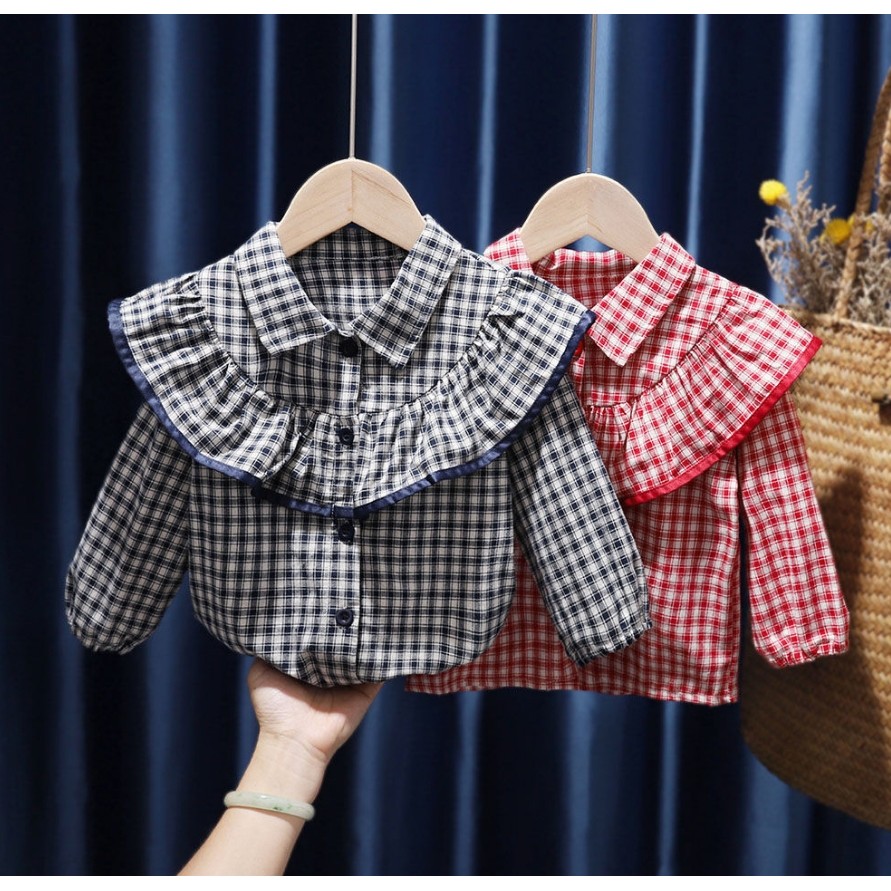 เสื้อเชิ้ตแขนยาว คอตุ๊กตา ลายดอกไม้ สไตล์เกาหลี สําหรับเด็กผู้หญิง