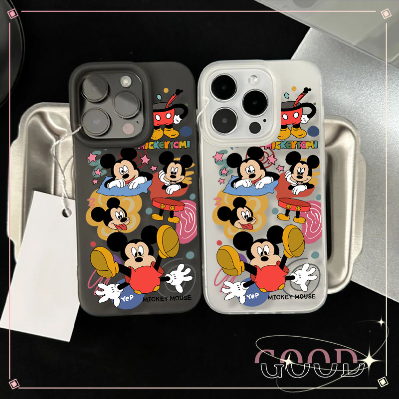 GOOD ใช้งานร่วมกับ IPhone XR 14 12 15 11 13 Pro MAX X 7 8 Plus XS MAX แบรนด์อินเทรนด์การ์ตูนมิกกี้ Doodle ลูกแมวน่ารัก