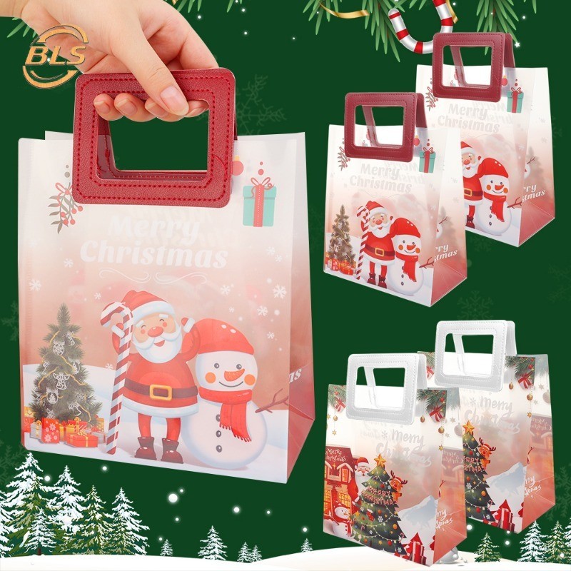 3 ชิ้น/ล็อตการ์ตูนแบบใช้ซ้ําได้ Santa Claus Snowman PP ถุงพลาสติก - ถุงห่อของขวัญคริสต์มาส - กระเป๋าโท้ทกันน้ําความจุขนาดใหญ่