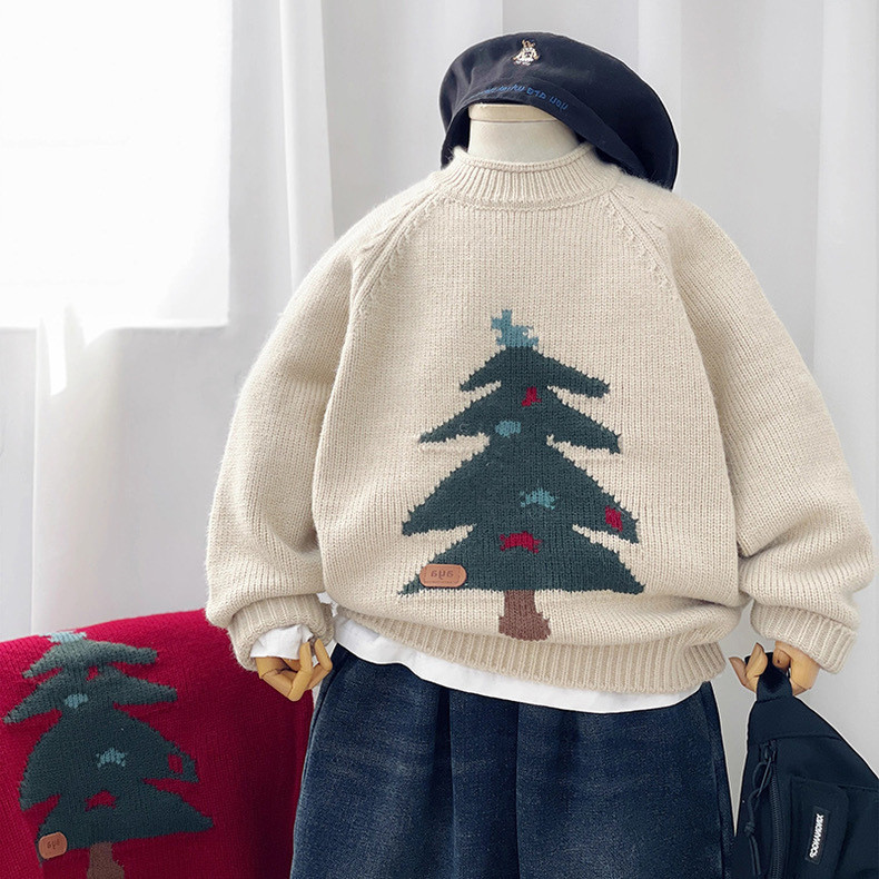 เสื้อผ้าเด็กเกาหลี เสื้อสเวตเตอร์เด็กชายสีแดง คริสต์มาส ปีใหม่ เสื้อสเวตเตอร์เด็กฤดูใบไม้ร่วงและฤดูหนาวแบบเข้ารูป - รูปที่ 4