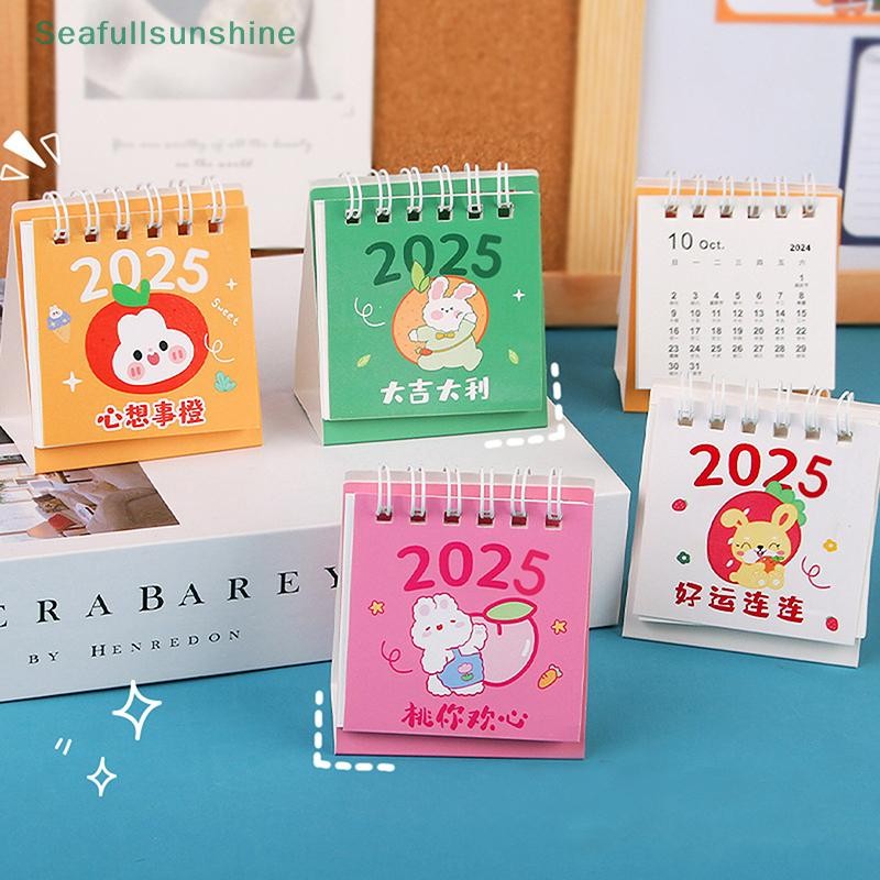 Seaf> 2025 ปฏิทินตั้งโต๊ะการ์ตูนขนาดเล็กน่ารักกระเป๋าพกพาปฏิทินวางแผนรายวันขนาดเล็กจัดการเวลากําหนดการเดสก์ท็อปตกแต่งได้ดี